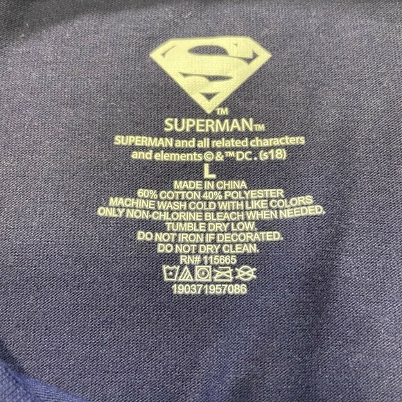 DC Comic Long Sleeve Super Hero Superman Mens Graphic Shirt Blue Size Large u - Picture 4 of 4